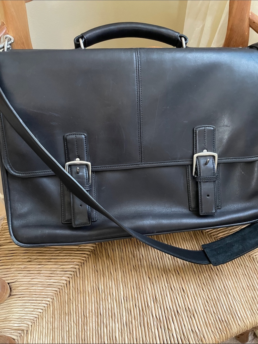 Vintage Coach Black Leather Messenger Thompson Briefcase with Adjustable Strap - Picture 2 of 11